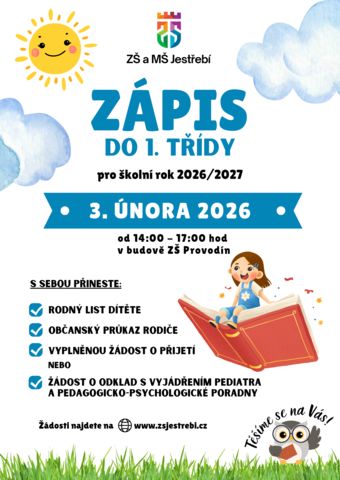 Zápis do 1. třídy pro školní rok 2026/27
